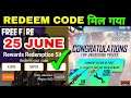 AWM AND EMOTE REDEEM CODE FREE FIRE 25 JUNE | Today Redeem Code Free Fire INDIA