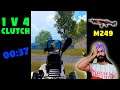 1v4 CLUTCH WiTH M249 - PUBG MOBILE #short #shorts