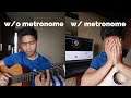 Playing instruments without vs with metronome be like..