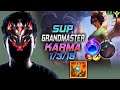 GrandMaster Karma Support vs Senna - 천상계 서폿 카르마 템트리 룬 슈렐 유성 - LOL KR 11.9