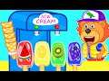 Ice Cream & Watermelon Challenge. Helps Friend Selling Fruit | Lion Family | Cartoon for Kids