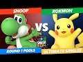 SSC 2019 SSBU - SUGOI Snoop (Yoshi) VS  Rokmon (Pikachu) Smash Ultimate Round 1 Pools