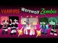 Who is your best team? Vampire vs Werewolf vs Zombie : Monster School : Minecraft Animation