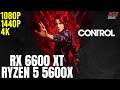 Control | Ryzen 5 5600x + RX 6600 XT | 1080p, 1440p, 4K benchmarks!