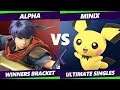 Smash Ultimate Tournament - Alpha (Ike)  Vs. Minix (ROB, Pichu) - S@X 304 SSBU Winners Round 4