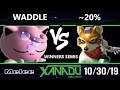S@X 326 SSBM - waddle (Jigglypuff) Vs. ~20% (Fox) Smash Melee Winners Semis