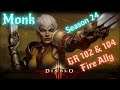 Diablo 3 Season 24 | Innas Monk | Fire Ally | GR 102 & 104 |Lets Play | Pushing GR