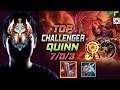 Challenger Quinn TOP vs Renekton - 챌린저 탑 퀸 템트리 룬 철갑궁 집공 クイン Квинн 德玛西亚之翼 葵恩 - KR 11.20