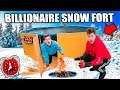 Worlds Biggest BILLIONAIRE Snow FORT! 24 Hour Challenge