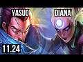 YASUO vs DIANA (MID) | 3.7M mastery, 10/2/2, Godlike | NA Diamond | 11.24