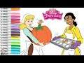 Coloring Disney Princess Tiana and Cinderella with Gus Gus Halloween Fun