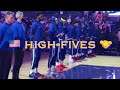 📺 Golden State Warriors (sans Stephen Curry) high-fives after national anthem pregame before Magic
