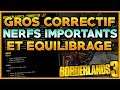 BORDERLANDS 3 - GROS CORRECTIF, NERFS IMPORTANTS ET EQUILIBRAGE !!!