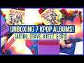unboxing 7 kpop albums ASMR edition (astro, stayc, ateez, and bts)