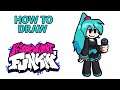 How To Draw Hatsune Miku in Viernes Noche Webiando' Friday Night Funkin' Step by Step