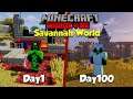 I Survived 100 Days In A Savannah Only World in Hardcore Minecraft