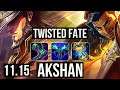TWISTED FATE vs AKSHAN (MID) (DEFEAT) | 700+ games, 1.1M mastery, 11/5/14 | KR Master | v11.15