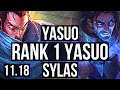 YASUO vs SYLAS (MID) | Rank 1 Yasuo, 13/1/9, Legendary, Rank 21 | JP Challenger | v11.18
