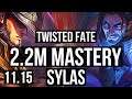 TWISTED FATE vs SYLAS (MID) | 6/1/7, 2.2M mastery, 900+ games, Dominating | KR Master | v11.15