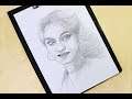 Medium speed drawing a girl face || Step by step girl face drawing with big ear ring || Art video