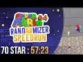 Super Mario 64 Randomizer 70 Star Speedrun in 57:23