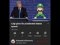 Luigi gives his presidential debate speech