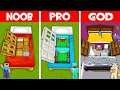 Minecraft NOOB vs PRO vs GOD: BED HOUSE BUILD CHALLENGE! NOOB FOUND HOUSE INSIDE BED! (Animation)