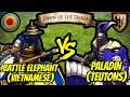 142 (Vietnamese) Elite Battle Elephants vs 200 (Teutons) Paladins (Total Resources) | AoE II: DE