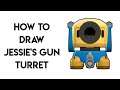 How to draw Jessie's Gun Turret Weapon - Brawl Stars Step by Step