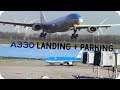 KLM AIRBUS A330 Landing Schiphol + Gate Parking Arrival - HD