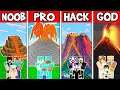 Minecraft: VOLCANO HOUSE BASE BUILD CHALLENGE - NOOB vs PRO vs HACKER vs GOD in Minecraft Animation
