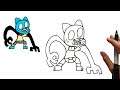 How To Draw Corrupted Gumball Pibby Friday Night Funkin' Step by Step