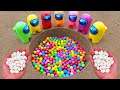 Marble of different colors experiment with Coca Cola, Fanta, Melinda, Pepsi, Sprite and Mentos