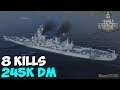 World of WarShips | Georgia  | 8 KILLS | 245K Damage -  Replay Gameplay 4K 60 fps
