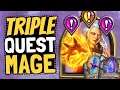 ALL THREE QUESTS!! Ridiculous Plays with Triple Quest Mage! | Descent of Dragons | Hearthstone