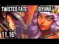 TWISTED FATE vs QIYANA (MID) | 4/0/5, 3.3M mastery, 1100+ games | KR Diamond | v11.16