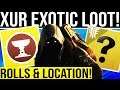 Destiny 2. XUR EXOTIC LOOT! Xur Exotic Random Rolls, Enhanced Perk, Location & Bounty. July 12, 2019