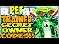 🌴*5* SECRET CODES PET TRAINER🌴OASIS🌴 Pet Trainer Simulator Roblox🌴