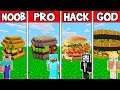 Minecraft: BURGER HOUSE BUILD CHALLENGE - NOOB vs PRO vs HACKER vs GOD in Minecraft Animation