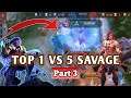 TOP 1 VS 5 SAVAGE Moment - Part 3 | Mobile Legends 2021 | Noe Sajalah