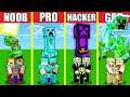 Minecraft Battle: CREEPER STATUE HOUSE BUILD CHALLENGE - NOOB vs PRO vs HACKER vs GOD / Animation