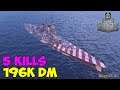 World of WarShips | Cristoforo Colombo | 5 KILLS | 196K Damage - Replay Gameplay 4K 60 fps