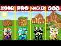 Minecraft Battle: DIRT BASE BLOCK HOUSE BUILD CHALLENGE - NOOB vs PRO vs HACKER vs GOD / Animation