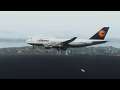 Hong Kong Stormy Rare Approach Runway 25R Lufthansa 747-400 [X-Plane 11]
