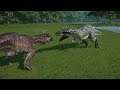 Carnotaurus and Suchomimus VS Albertosaurus - Jurassic World Evolution