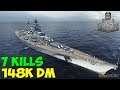 World of WarShips | Bismarck | 7 KILLS | 148K Damage - Replay Gameplay 4K 60 fps