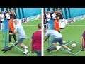 Aston Villa fan STACKS it over net in Volley Challenge! (Hilarious)