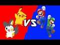 YTM MUGEN - Pikachu and Emolga vs Mario and Luigi