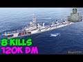World of WarShips | Aigle | 8 KILLS | 120K Damage - Replay Gameplay 4K 60 fps