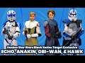 Star Wars Black Series Clone Wars Target Wave Obi Wan, Anakin, Echo, and Hawk Action Figure Review